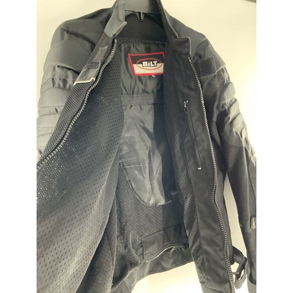 Bilt Mens BLM3 Blaze Mesh Black Padded Full Zip Biker Motorcycle Jacket Size XL - Picture 5 of 12